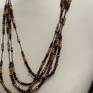 Elegant Gold & Brown Beaded Necklace